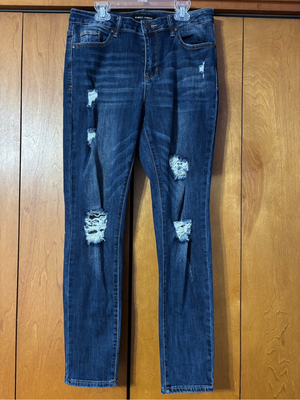 Almost Famous Dark Blue Distressed Skinny Jeans